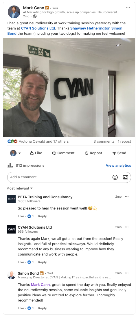 Cyan Talk LinkedIn Screenshot